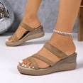 thumbnail image 4 of Brown Ladies' Wedge Sandals With Fish Mouth Open Toe Thick Sole Raised Footbed For Casual Outdoor Wear In Spring And Summer Seasons Size 37, 4 of 8