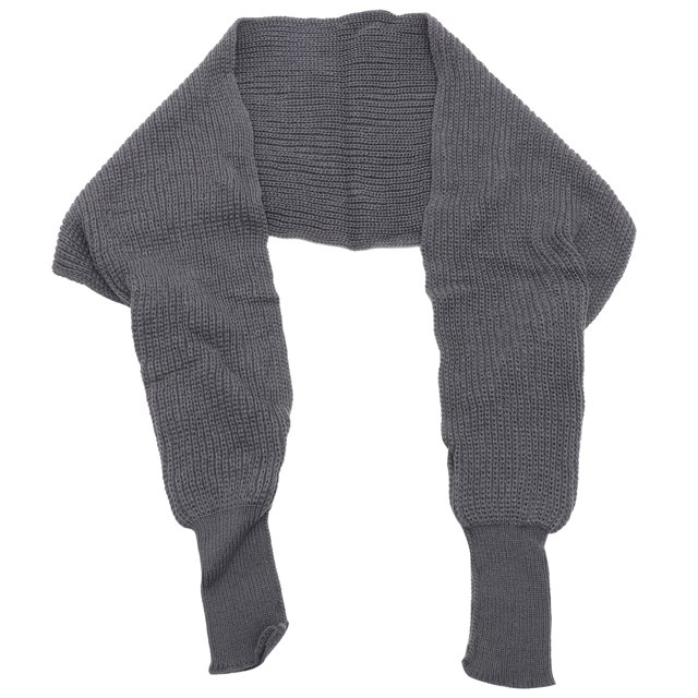 Châle Tricoté Rectangulaire Gris Foncé avec Manches pour Hommes et Femmes 1Pcs