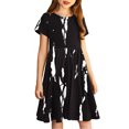 thumbnail image 4 of Liquidation Aujourd'hui Iumwxz Robe Décontractée Trapèze Robe Tunique pour Adolescentes Robe Col Rond Imprimé à Rayures Manches Courtes Robes pour Adolescentes Robe Confortable pour Aller à l'École 4-14 Ans, 4 of 7