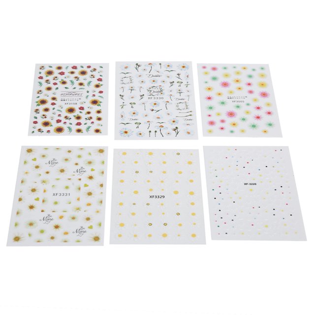 Autocollant de Clou, 6 Feuille de Motif de Fleur Autocollant de Clou Flowe Modèle Clou Durabilité Améliorée