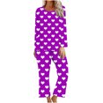 thumbnail image 1 of TIMIFIS Pyjamas de la Saint-Valentin pour Femmes Ensembles de Pyjamas pour Dames Décontractés Manches Longues Mignon Imprimé Cœur Col Rond Hauts Décontractés avec Pantalons Ensembles de Pjs, 1 of 3