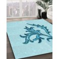 thumbnail image 3 of Ahgly Company Tapis d'Intérieur Rectangulaire Transitionnel Bleu Électrique Lavable à la Machine, 4 Pieds x 6 Pieds, 3 of 7