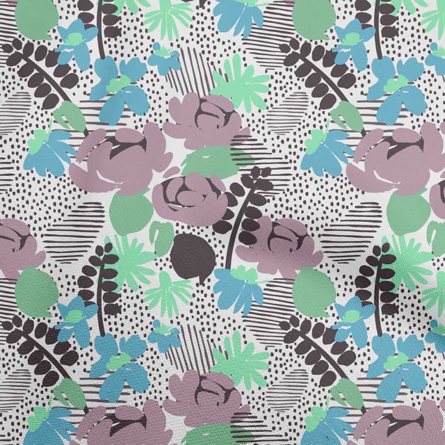 oneOone Silk Tabby Green Fabric Abstract Sewing Material Print Fabric By The Yard 42 Inch Wide