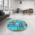 thumbnail image 4 of Ahgly Company Tapis d'Intérieur Lavables à la Machine, Carrés, Transitionnels, Verts, Tapis de Zone, 8 Pieds Carré, 4 of 7