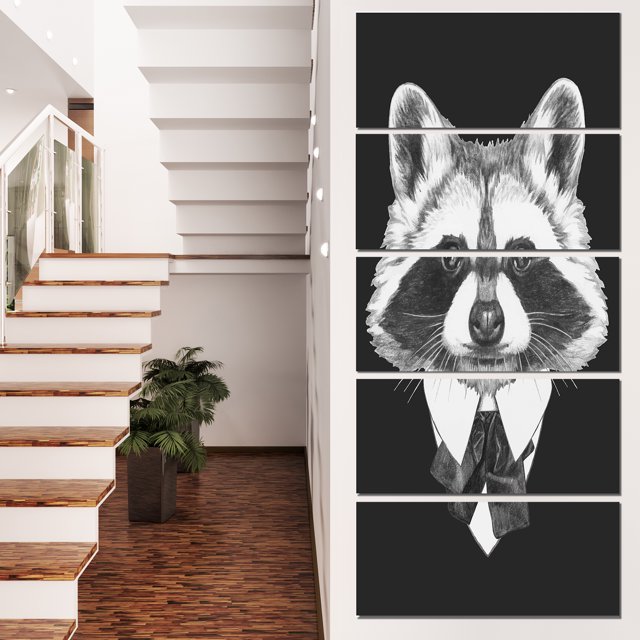 Funny Raccoon in Suit and Tie - Animal Canvas Art Print