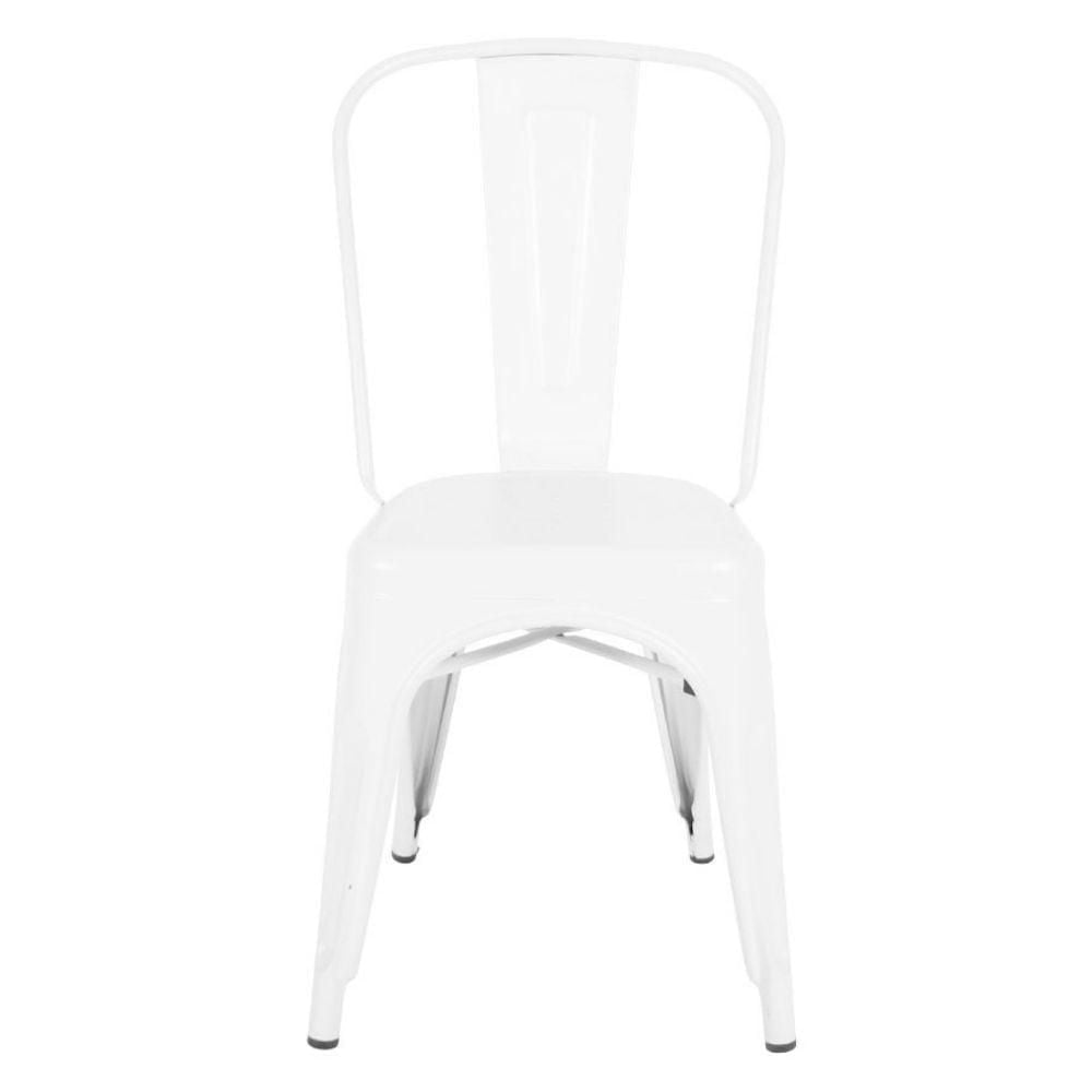 Chaise de salle à manger Tolix Roch en blanc, chaise latérale en métal, ensemble de 2