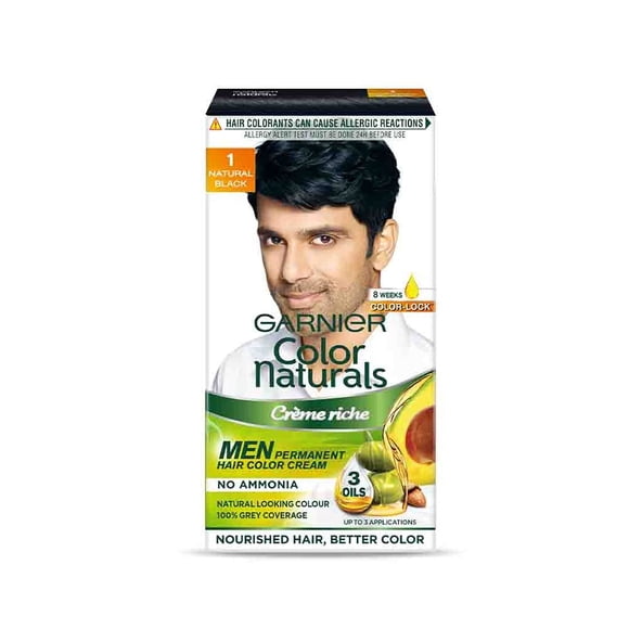 Garnier, Hair Colouring Creme, Color Naturals Men, Shade: 1 Natural Black, 30ml + 30g