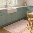 thumbnail image 3 of Washable Pink Nursery Rug, 3x5 Area Rugs for Entryway, Kitchen, Bedroom - Boho Modern Floral Distressed Oushak Design, Soft Faux Wool Low Pile Non Slip Stain Resistance Carpet, 3 of 8
