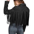 thumbnail image 4 of Kcodviy Femmes Veste à Franges en Faux Suède Femmes Décontractée à Fermeture Éclair Vestes en Cuir à Franges Moto Décontractée Vestes pour Femmes Manteaux Courts, 4 of 8