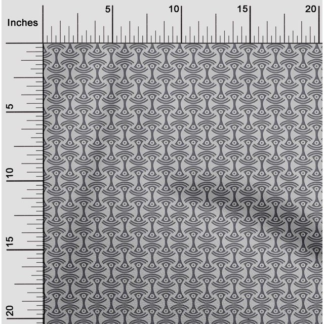 oneOone Cotton Silk Fabric Curve & Circle Block Print Fabric By The Yard 42 Inch Wide