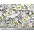 thumbnail image 3 of Soimoi Modal Satin Fabric Floral & Sparrow Bird Print Fabric by The Yard 42 Inch Wide, 3 of 3
