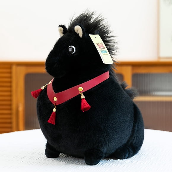 Noehoiugi 13Inch Realistic Black Horse Stuffed Animal, Soft Plush Farm Animal Toy For Boys And Girls To Hug And Cuddle