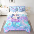 thumbnail image 2 of Ballet Mermaid Ensemble de Douillette 7 Pcs Lit en Sac Simple, Mignon Jellyfish Ensembles de Literie Océan Paillettes Écailles de Poisson Starfish Ensemble de Draps avec Douillette, 2 of 5