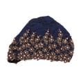 thumbnail image 1 of Turban Head Wraps, Vintage Embroidered Hair Turbans Soft Lace Material  For Women For Daily Use For Gift Dark Blue, 1 of 8