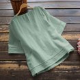 thumbnail image 4 of RKSTN Haut Décontracté pour Femmes Col Rond Manches Mi-Longues Chemise Ample Blouse Tunique en Coton et Lin, 4 of 9