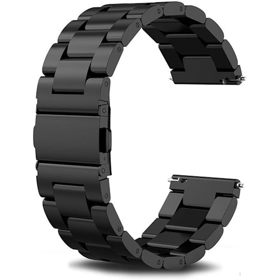 Compatible with Garmin Venu/Vívoactive 3/5/Venu 2 Plus/Sq 2/Vivomove Trend/Forerunner 245/645, 22 mm Stainless Steel Metal Black Bracelet