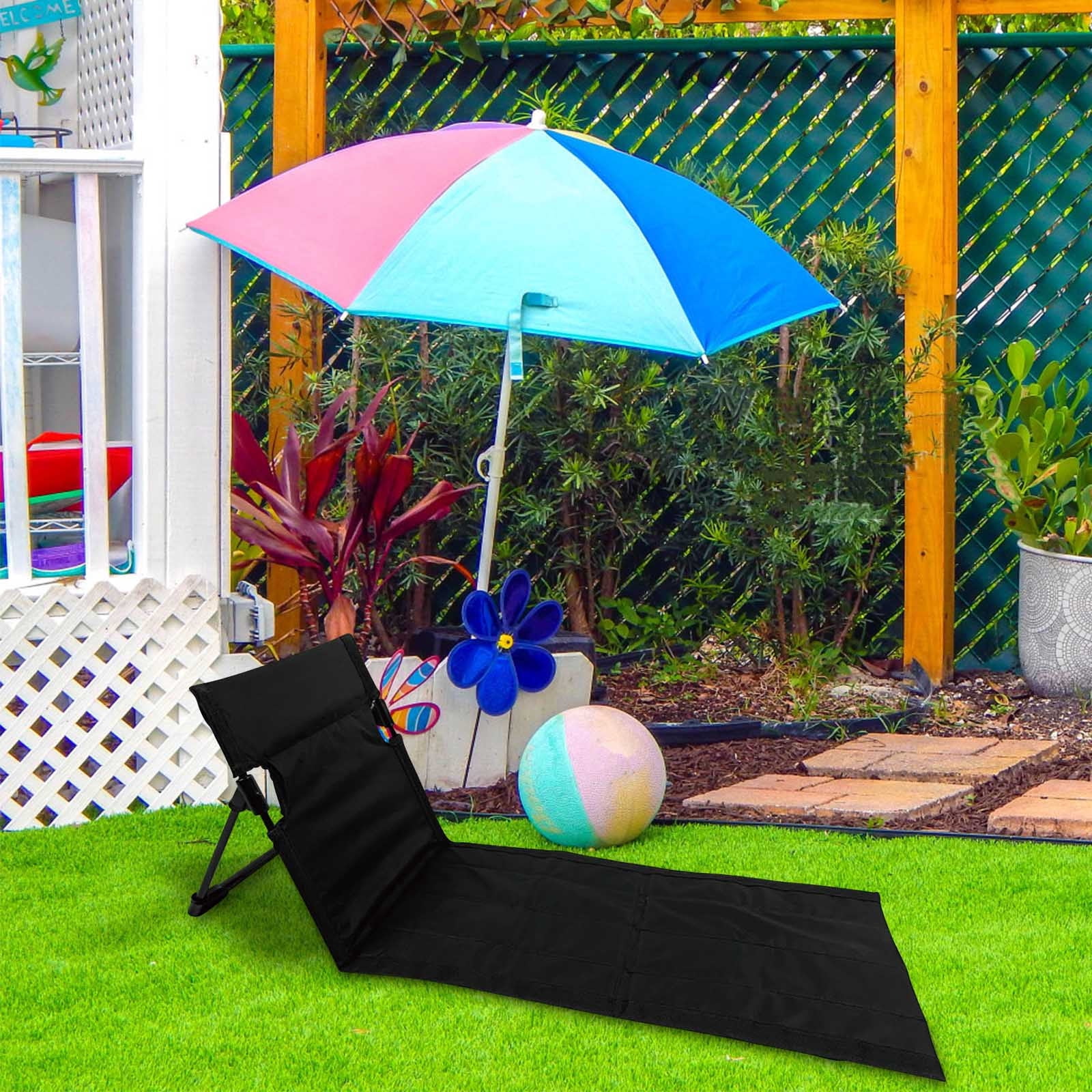 Foldable Beach Mat With Backrest 110 X 38 Cm Adjustable Beach Sun Mat Fabric Beach Lounger Reclining Mat Sun Lounger Padded Beach Mat With Backrest