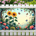 thumbnail image 2 of Floral Butterfly Garden Backdrop Banner for Party Backdrop Background Sunflower Decorations Photography Props Nature Scene Summer Wedding Event Decor, 2 of 4