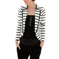 thumbnail image 1 of INSPIRE CHIC Blazer Mince à Rayures pour Femme à Revers Cranté Décoré de Boutons TP Noir Blanc, 1 of 7