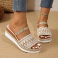 thumbnail image 3 of IUJSOY Womens Platform Sandals Summer Single Band Backless Slides Open Toe Espadrille Wedge Sandals, 3 of 7