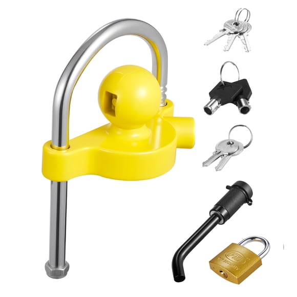 KFFKFF Trailer Hitch Lock Kit, Fits for 1-7/8 in, 2 in, 2-5/16 in Couplers, Heavy-Duty Anti-Theft Trailer Ball Lock with Keys, Prying-Resistant, Adjustable Height Design