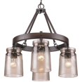 thumbnail image 2 of Beaumont Lane 4 Light Frosted Amber Glass Chandelier in Rubbed Bronze, 2 of 5