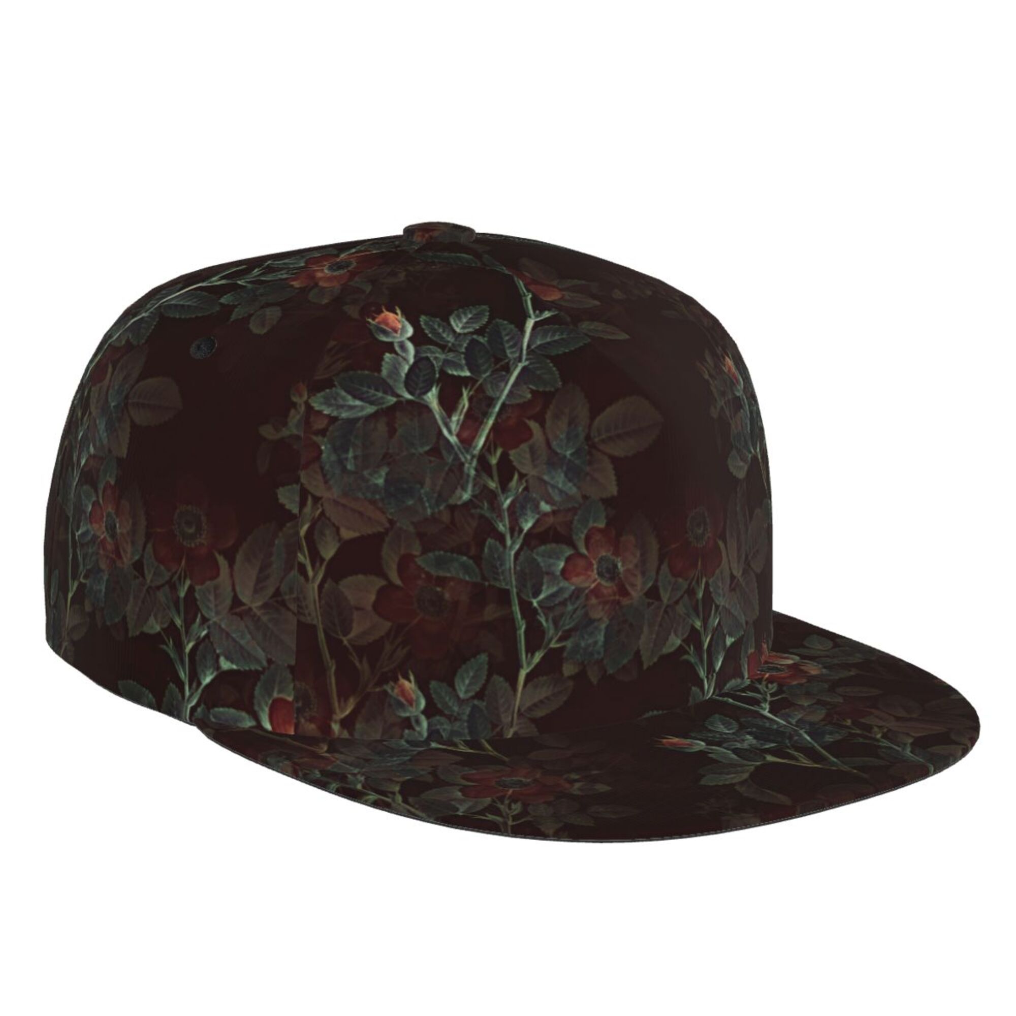 Adult Unisex Fashion Adjustable Baseball Cap, Vintage Floral Pattern Hip Hop Flat Brimmed Hat for All Seasons