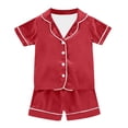 thumbnail image 3 of Kids Boy Pajamas Set Solid Color Button Down Homewear Set Sleepwear Loungewear Set Pjs for Girls Size 6-7T Kids Clothes, 3 of 6