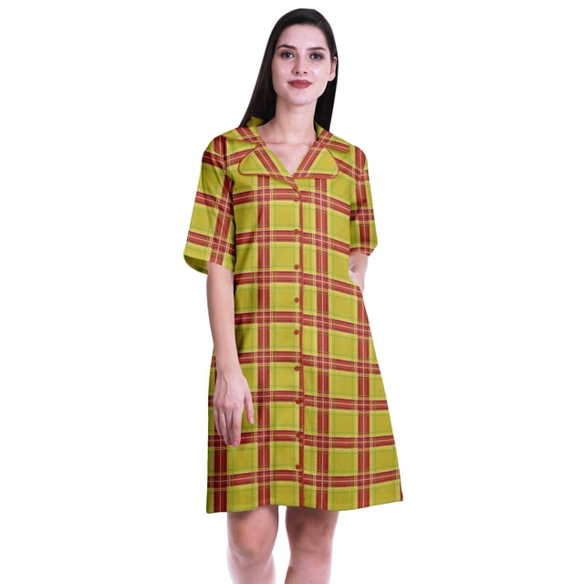 Moomaya Chemises Grande Taille pour Femmes Chemises Imprimées à Boutons Robe d'Été-S-TTG