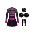 thumbnail image 1 of Eandarui Uniforme de Cheerleading pour Fille Robe Plissée à Manches Longues Tenue de Performance de Cheer d'École 5-16 Ans Rose Vif&Noir 10, 1 of 6