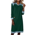 thumbnail image 2 of Mceream Robes Longues pour Femmes Formelles Grande Taille à Blocs de Couleur Robe Patchwork en Denim Printemps Ample Décontractée à Col Midi Robes Chandail Vert TTG, 2 of 8