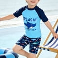 thumbnail image 2 of Akiihool Boys Long Sleeve Swimsuit Boys 2 Pieces Rash Guard Sun Protection Long Sleeve Kid Swimsuits Quick Dry Swim Shirt Trunks for Boys (Blue,8-9Years), 2 of 4