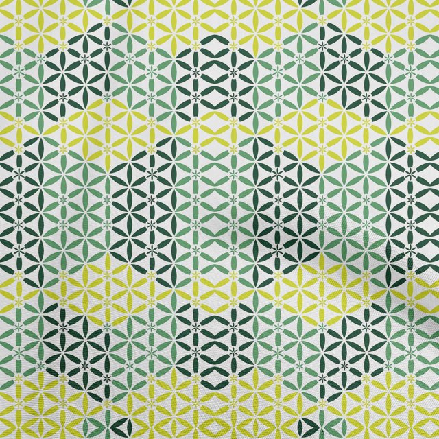 oneOone Polyester Spandex Lime Green Fabric Geometrical Sewing Craft Projects Fabric Prints By Yard 56 Inch Wide