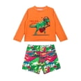 thumbnail image 1 of Baby Boys Swim Trunks 2 Pieces Boy Surf Swimsuit Long Sleeve Cartoon Color Block Swimwear Spring Bathing Suits For Kid 6-7T, 1 of 6