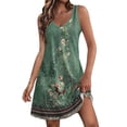thumbnail image 3 of Penkiiy Robe d'Été pour Femme 2024 Plage Décontractée Sans Manches à Imprimé Floral Boho Robe Débardeur Col en V Ample Robe Soleil avec Poche TG Vert, 3 of 7