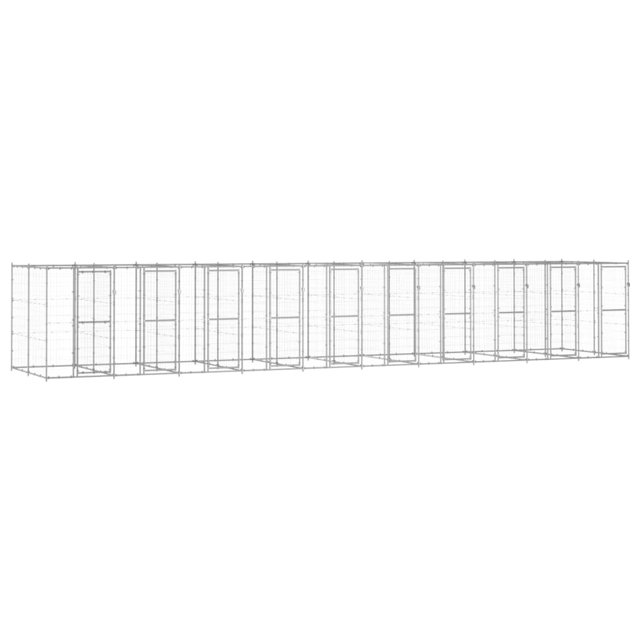 vidaXL Outdoor Dog Kennel Galvanised Steel 24.2 m²