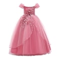 thumbnail image 1 of WEAIXIMIUNG Robes Florales pour Ados 10-12 Robe pour Enfants Robe Ligne Épaule Fille Robe de Performance Longue Robe à Pommeau Robe de Fête, 1 of 9