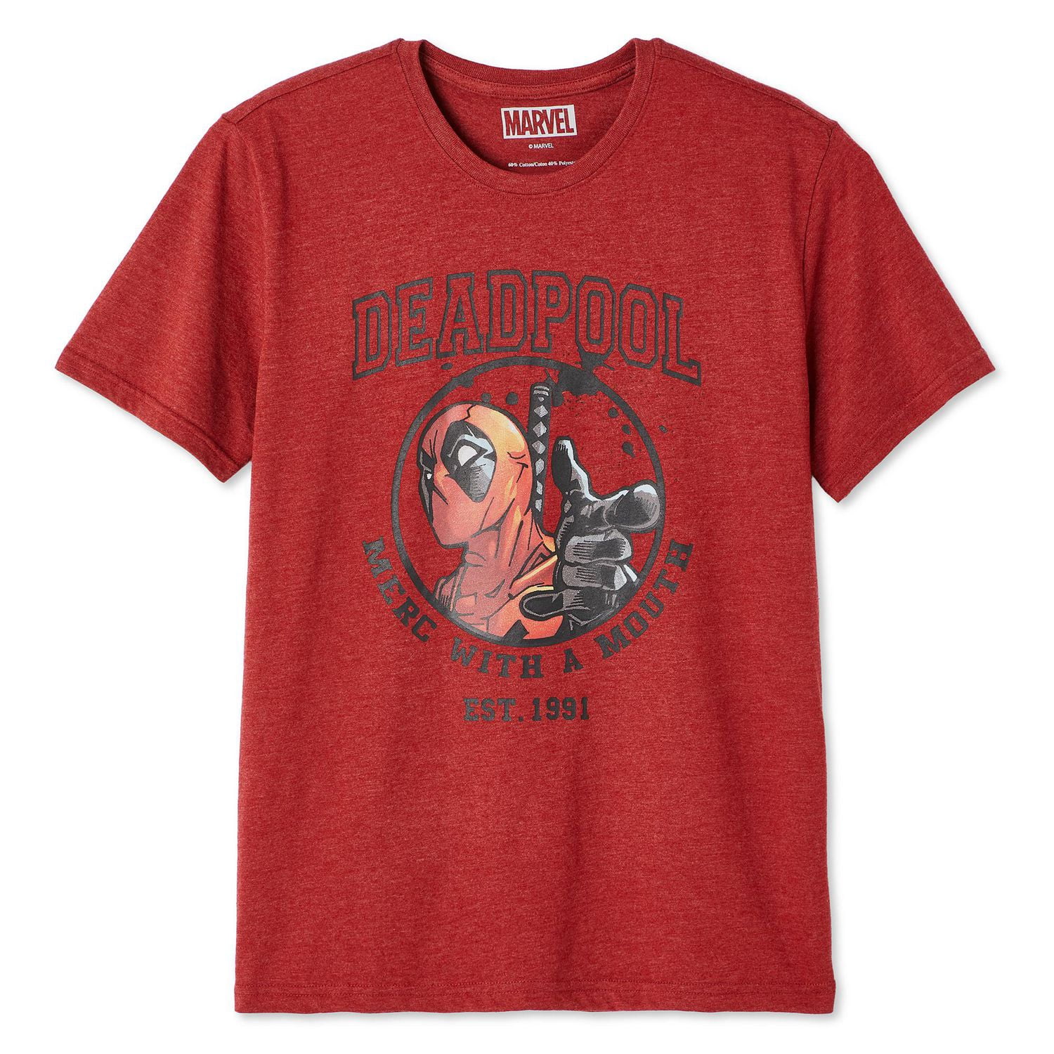 T-shirt à manches courtes Deadpool Marvel pour hommes