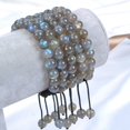 thumbnail image 2 of Natural Healing Power Gemstone Crystal Beads Unisex Adjustable Macrame Bracelets 8mm,Labradorite, 2 of 4