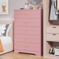 thumbnail image 2 of GloryStar Commode Haute en Bois avec 5 Tiroirs, Armoire de Rangement à Poignées Dorées pour Chambre, Garde-Robe Ou Salon, 2 of 9