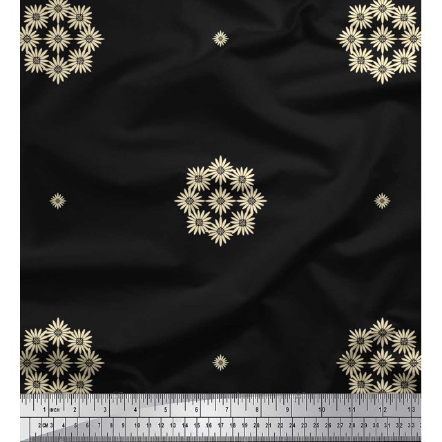 Soimoi Poly Georgette Fabric Artistic Floral Print Sewing Fabric Yard 42 Inch Wide