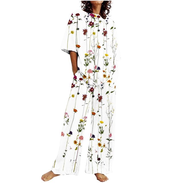 Hauts à Manches Courtes pour Femmes Costume d'Été Mode Short Imprimé Pantalons Colorés Costume Décontracté Deux Pièces Hauts à Manches Courtes pour Femmes Hauts d'Été pour Femmes avec Manches