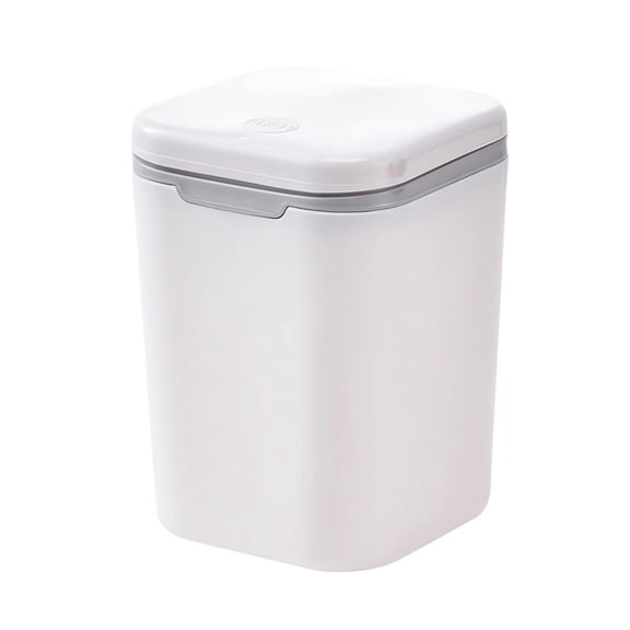 Poubelle de Bureau avec Couvercle à une Touche 1,5 L, Petite Corbeille de Table Couverte pour Bureau et Chambre, Base Amovible Facile à Nettoyer
