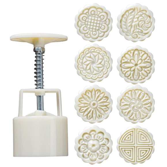 Traditional Square Flower DIY Powerful Festival Baking Tool for Mid-Autumn Party, One Size, White 1Pack