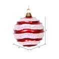 thumbnail image 2 of Vickerman M132073 Red White Candy Glitter Wave Ball Ornament - 6 in., 2 of 2