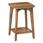 VASAGLE MAEZO Collection - Side Table, 2-Tier Small Square End Table, Nightstand with Tapered Legs, Curved Transitions, for Small Spaces, Living Room, Bedroom, Honey Brown