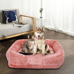 Zonao Clearance Calming Dog Cats Bed Cuddler Warming Cozy Soft Bed Fluffys Faux Furs Plush Cushion Bed for Small Medium Dogs and Cats