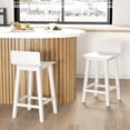 thumbnail image 2 of Costway 24.5" Wood Bar Stools Set of 2 with Solid Back & Seat Mid Century Bar Chairs White, 2 of 8