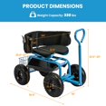 thumbnail image 3 of Costway Chariot de Jardin Roulant Trottinette à Hauteur Réglable avec Siège Pivotant et Rangement pour Outils Bleu, 3 of 10