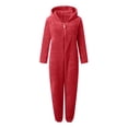 thumbnail image 3 of Pyjama Chaud pour Femmes Hiver Combinaison à Manches Longues avec Capuche Pyjama Décontracté Hiver Combinaison Chaude Pyjama Combinaison à Manches Longues, 3 of 5